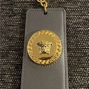 NEW VERSACE Gold and Gray Keychain with Medusa Emblem